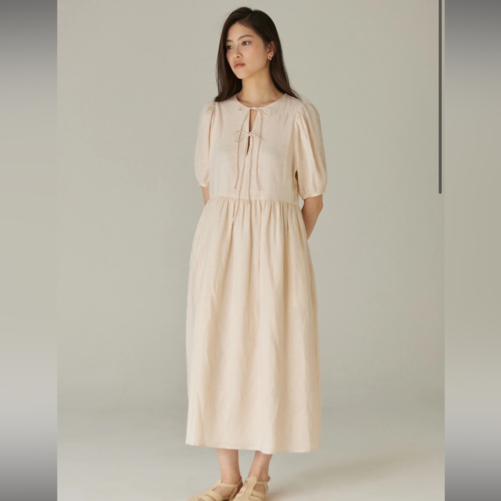 NWT Something to Hold Double Tie Dress Linen